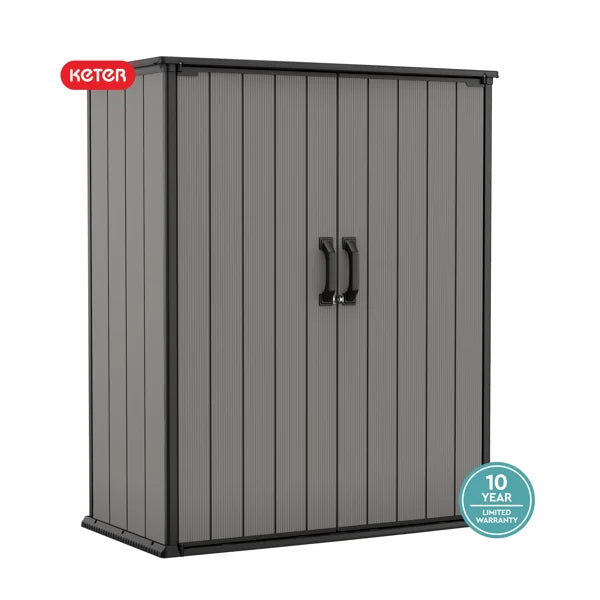 Keter Premier Tall 4.6x5.6 ft. Vertical Resin Outdoor Storage Shed for Patio Furniture and Tools