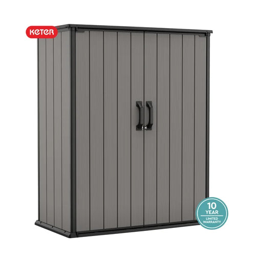 Keter Premier Tall 4.6x5.6 ft. Vertical Resin Outdoor Storage Shed for Patio Furniture and Tools