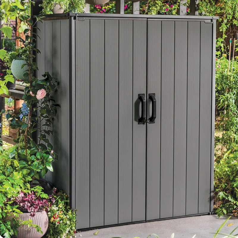 Keter Premier Tall 4.6x5.6 ft. Vertical Resin Outdoor Storage Shed for Patio Furniture and Tools